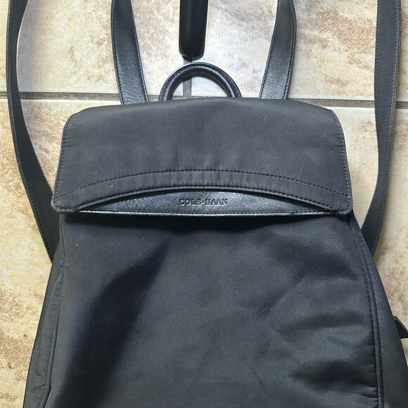 Cole Haan Mini Backpack With Hidden Back Zipper Pocket Nylon Leather‎ Trim - Picture 3 of 11